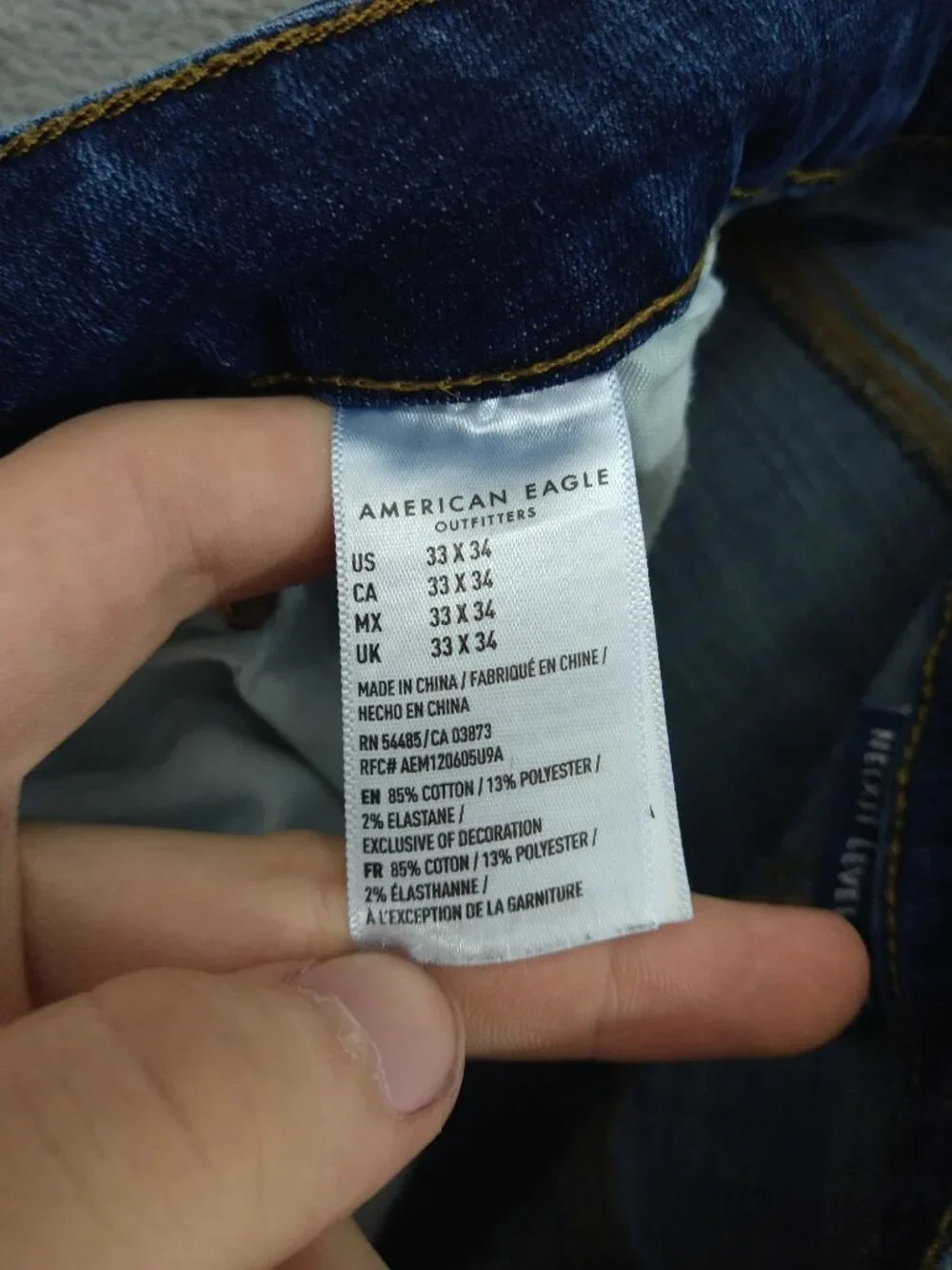 American Eagle Jeans Mens 33x34 Blue Denim Relaxed Straight Next Level Flex Dark